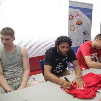 Players signing autographs for their fans during the 3rd Crete International Basketball Tournament