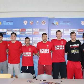Players signing autographs for their fans during the 1st Crete International Basketball Tournament