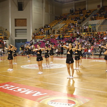 Cheerleaders show during the 1st Crete International Basketball Tournament